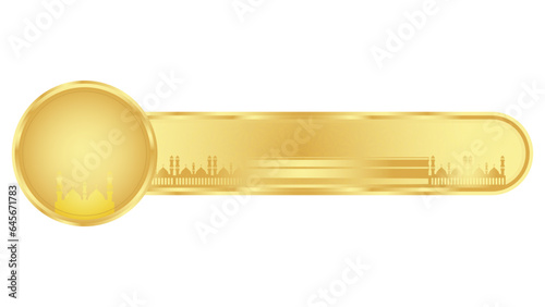 Set of decorative luxury golden arabic islamic banner title frame transparent background gold text box clipart	
