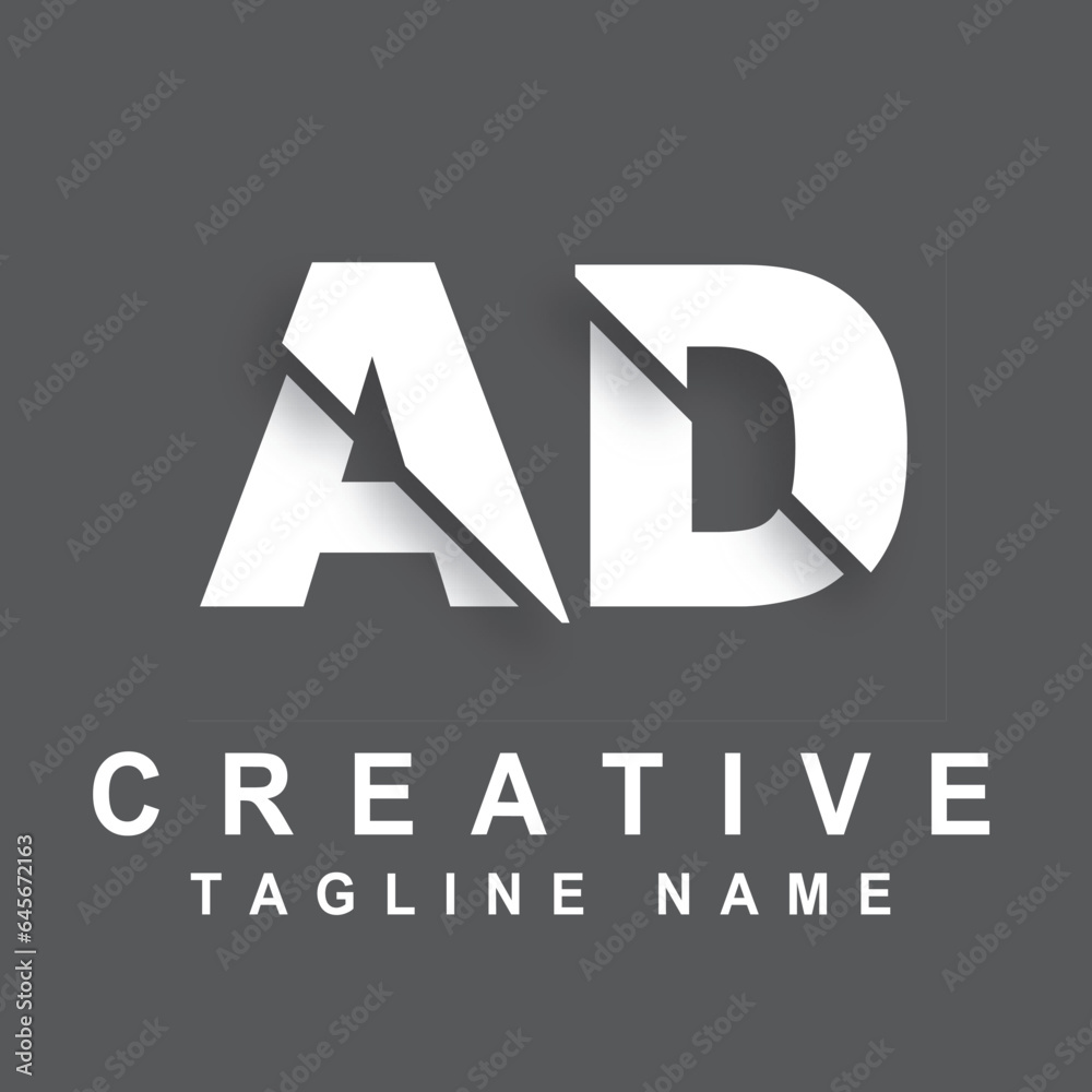 AD Creative Cutting Letter Logo Concept AD Creative Cutting Letter Logo Concept