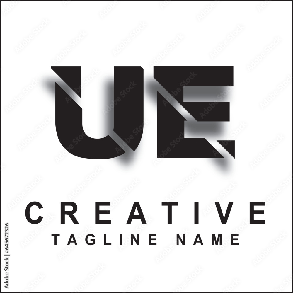 UE Creative Cutting Letter Logo Concept UE Creative Cutting Letter Logo Concept