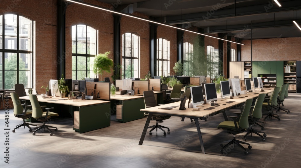 Fototapeta premium interior office co-working space design, Generative AI