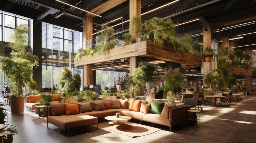 Fototapeta premium interior office co-working space design, Generative AI