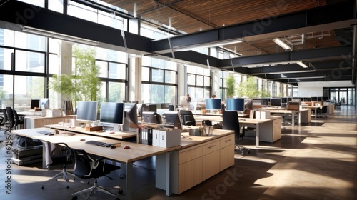 interior office co-working space design, Generative AI © kanesuan
