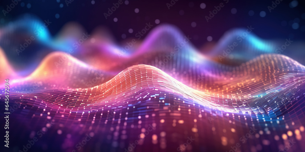 A Close-Up of The Concept of a Technology Digital Wave Pink and Gold Background A Close-Up of The Concept of a Technology Digital Wave Pink and Gold Background