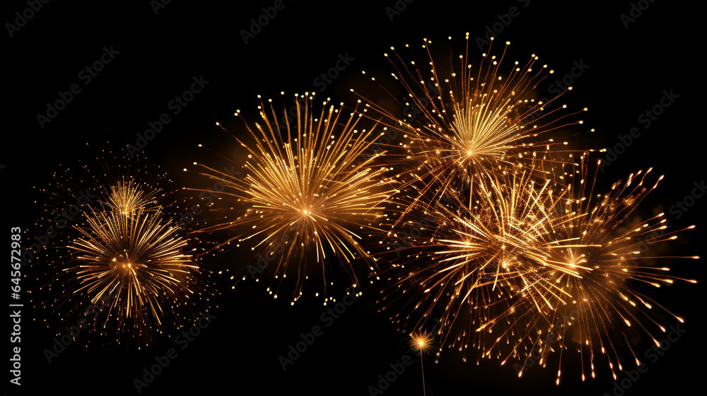 festive golden fireworks in the night sky. Generative Ai festive golden fireworks in the night sky. Generative Ai