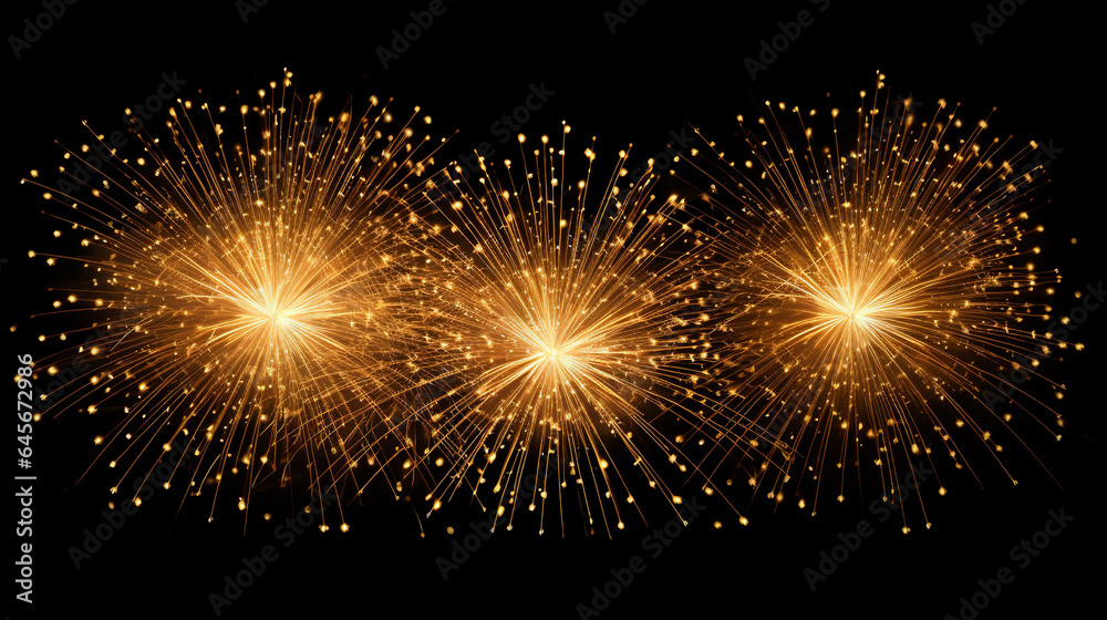 Naklejka premium festive fireworks on a black background. Generative Ai