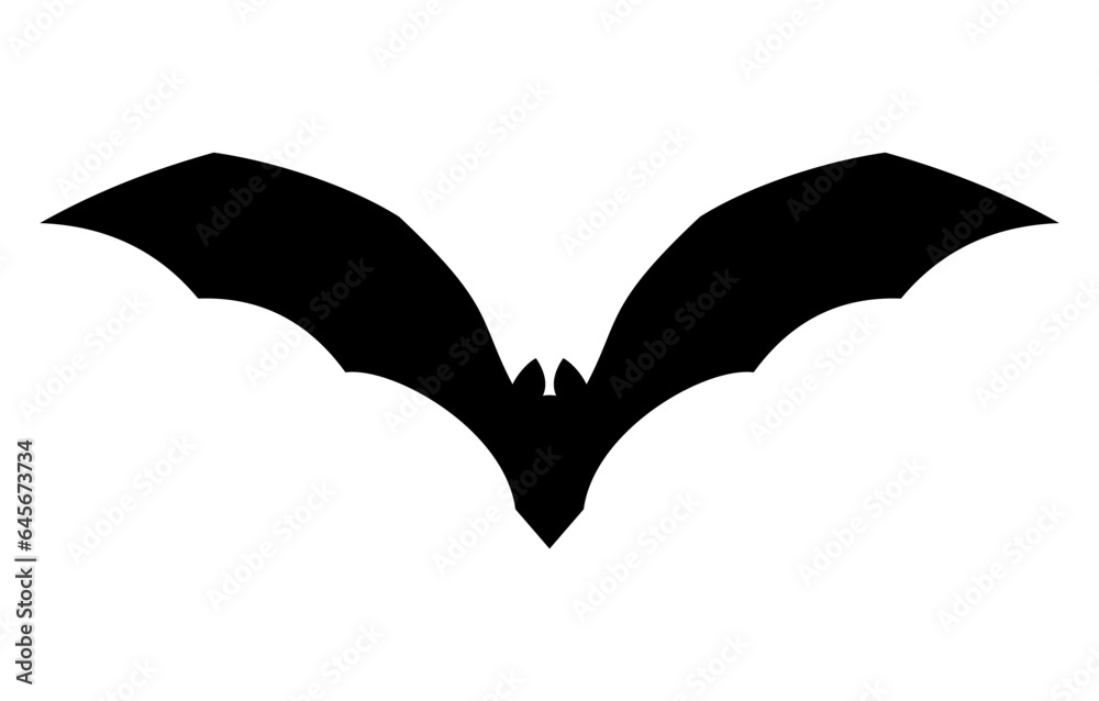 Halloween black bat icon. Flying vampire silhouette.