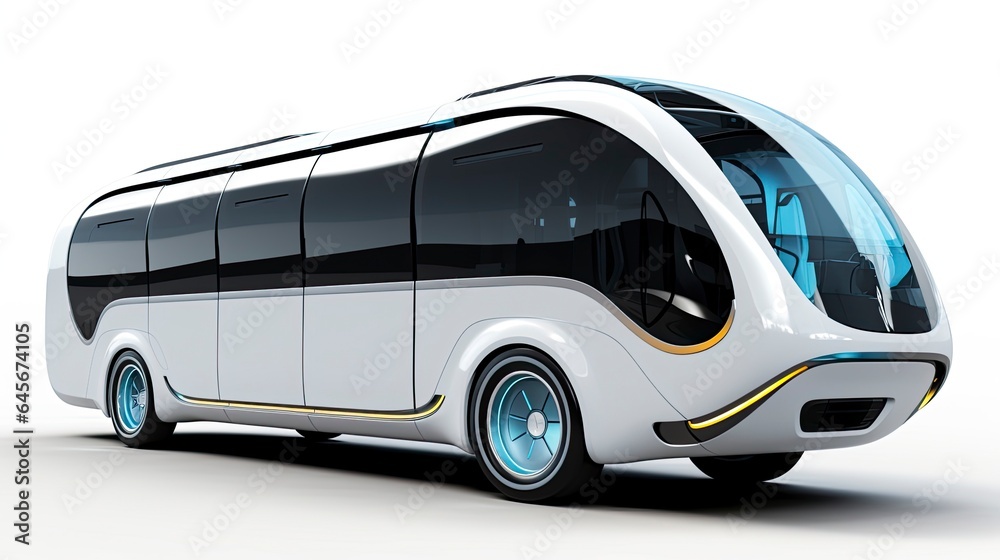 futuristic electric vehicle bus, white background, Generative AI