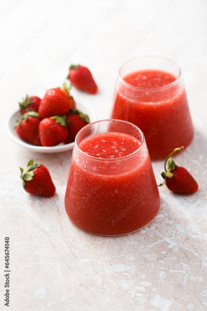 Refreshing watermelon drink with fresh strawberry Refreshing watermelon drink with fresh strawberry