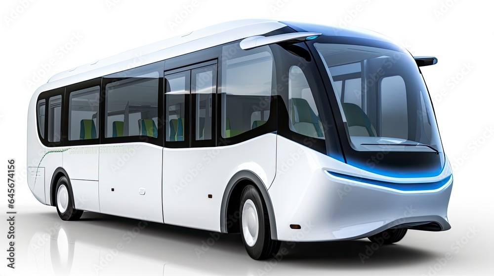 futuristic electric vehicle bus, white background, Generative AI