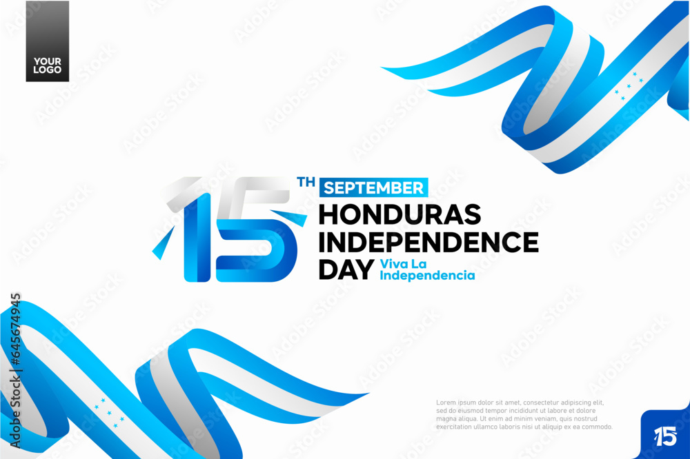 Honduras independence day logotype september 15th with flag background