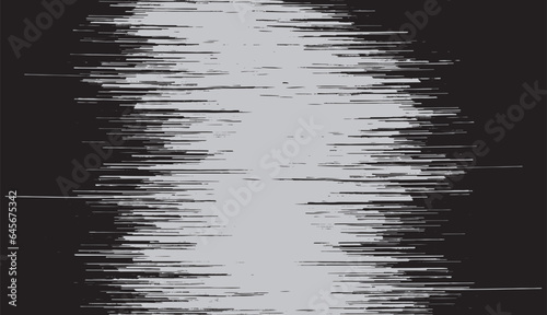 Glitch horizontal lines. White and black distortion. Random stripes. Old grunge video. No signal effect. Retro video contrast. Vector illustration
