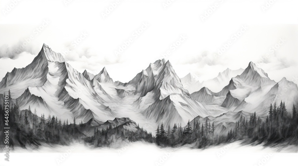 Minimalist mountain artwork ai image generated