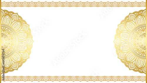 Gold vintage frame for title with mandala islamic invitation wedding card