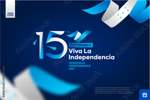 Honduras independence day logotype september 15th with flag background