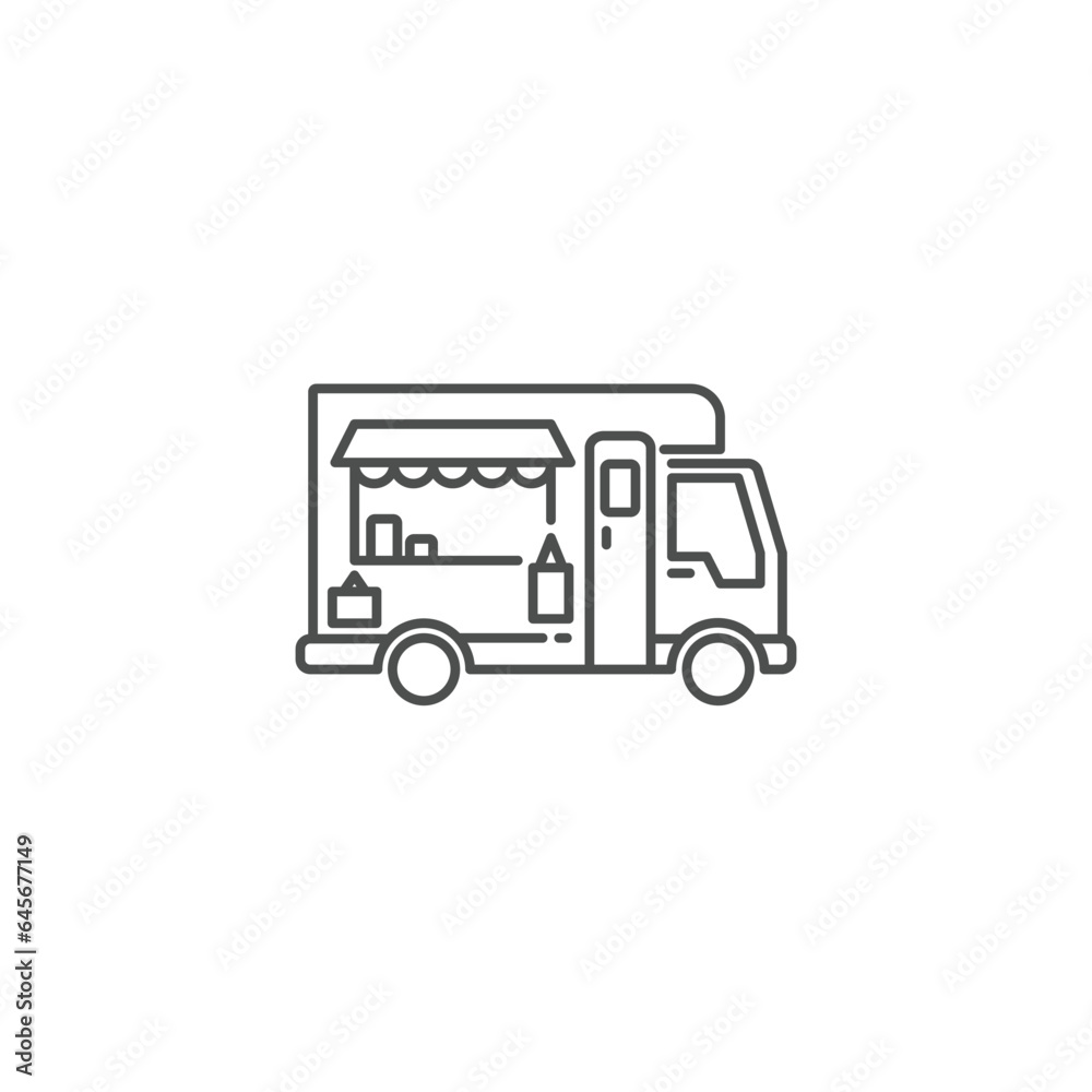 Food truck logo line icon