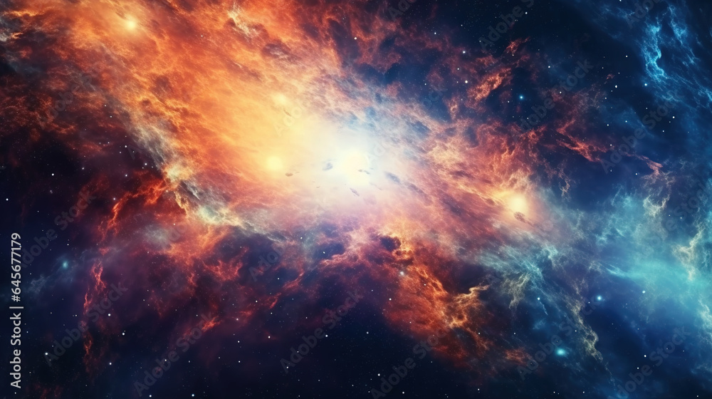 Naklejka premium Dark Night Sky with Stars and Nebulous Clouds