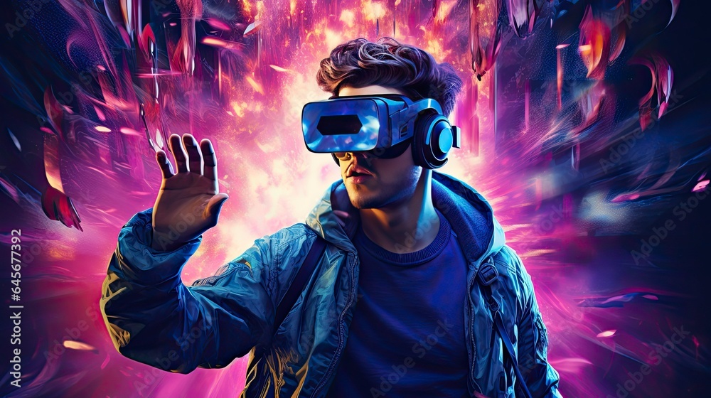 Metaverse digital cyber world technology, people with virtual reality VR goggle playing AR augmented reality game and entertainment, futuristic metaverse gameFi NFT game ideas, Generative AI Metaverse digital cyber world technology, people with virtual reality VR goggle playing AR augmented reality game and entertainment, futuristic metaverse gameFi NFT game ideas, Generative AI