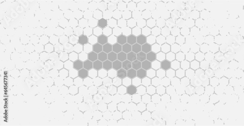 Rough, irregular texture composed of monochrome geometric elements. distressed grunge hexagon . Abstract vector illustration. Isolated on white background. Vector Format honeycomb