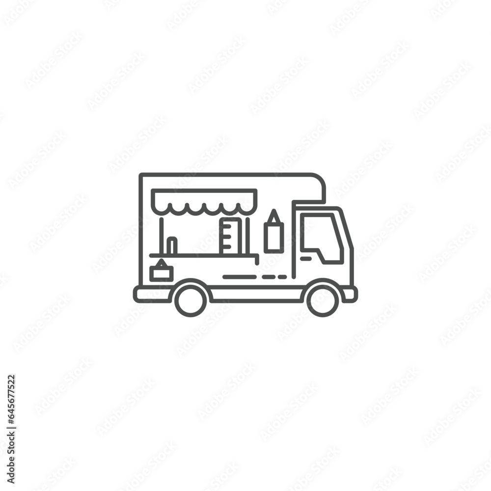 Food truck logo line icon