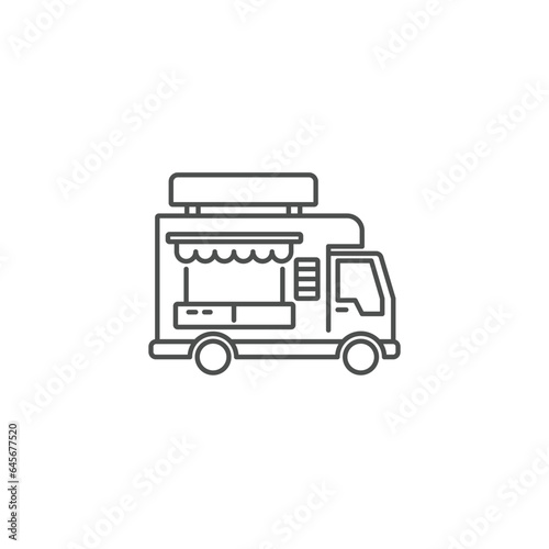 Food truck logo line icon