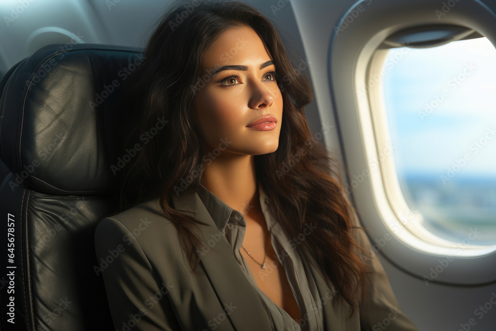 Female Passenger Enjoying Comfortable Air Travel