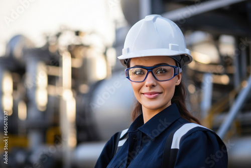 Oil Refinery Worker with Industrial Gear