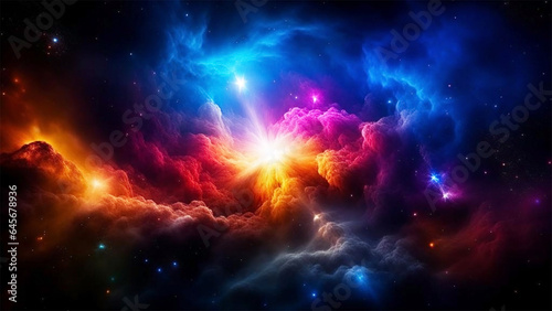  Space galaxy colorful supernova star background, universe magic starry sky, gas cloud in deep outer cosmos.Generative AI 