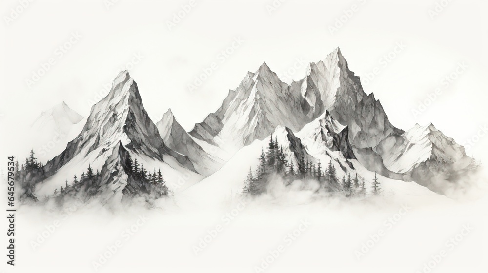 Natural mountain silhouettes ai image generated