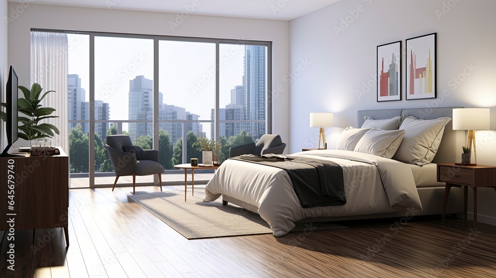 Condo one bed muji cozy style, Generative AI Condo one bed muji cozy style, Generative AI