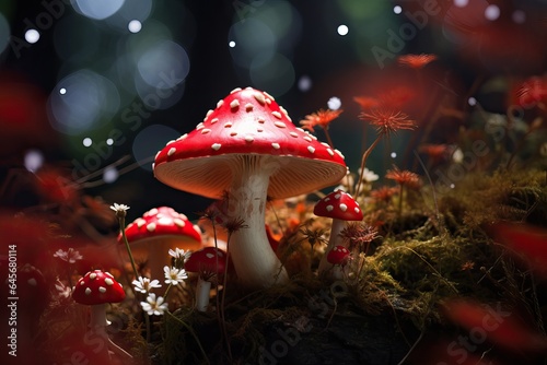 Enchanting Forest Scene with Fly Agarics