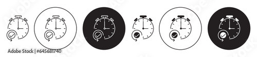 Any Time icon set. effective fast turnaround time vector symbol. anywhere quick delivery sign in black filled and outlined style. photo