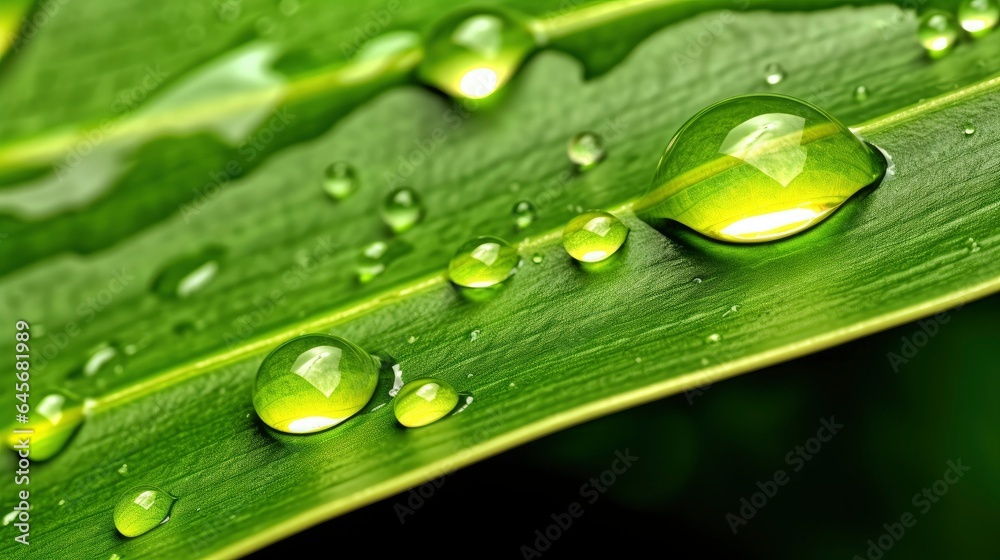 Dewdrop on green plant leaf, Generative AI Dewdrop on green plant leaf, Generative AI