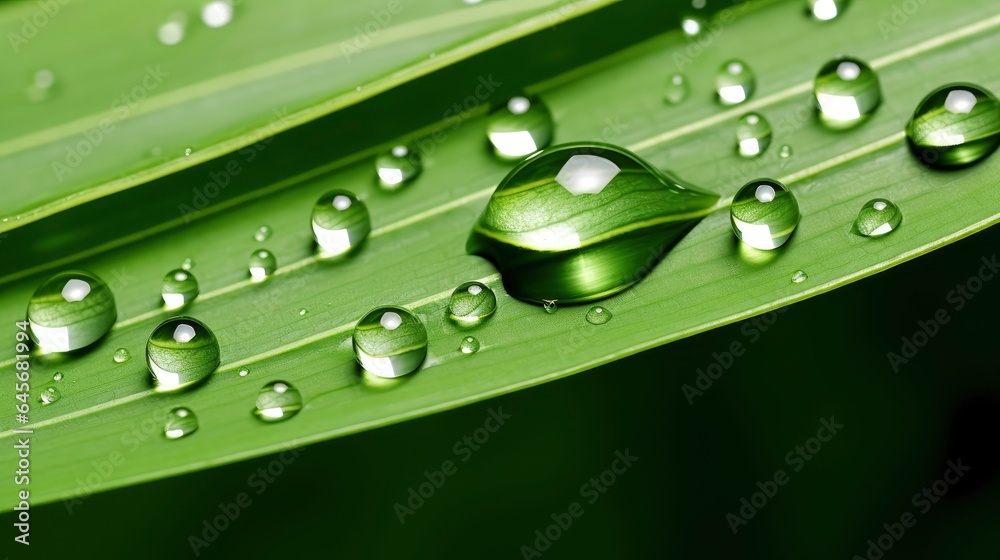 Dewdrop on green plant leaf, Generative AI Dewdrop on green plant leaf, Generative AI