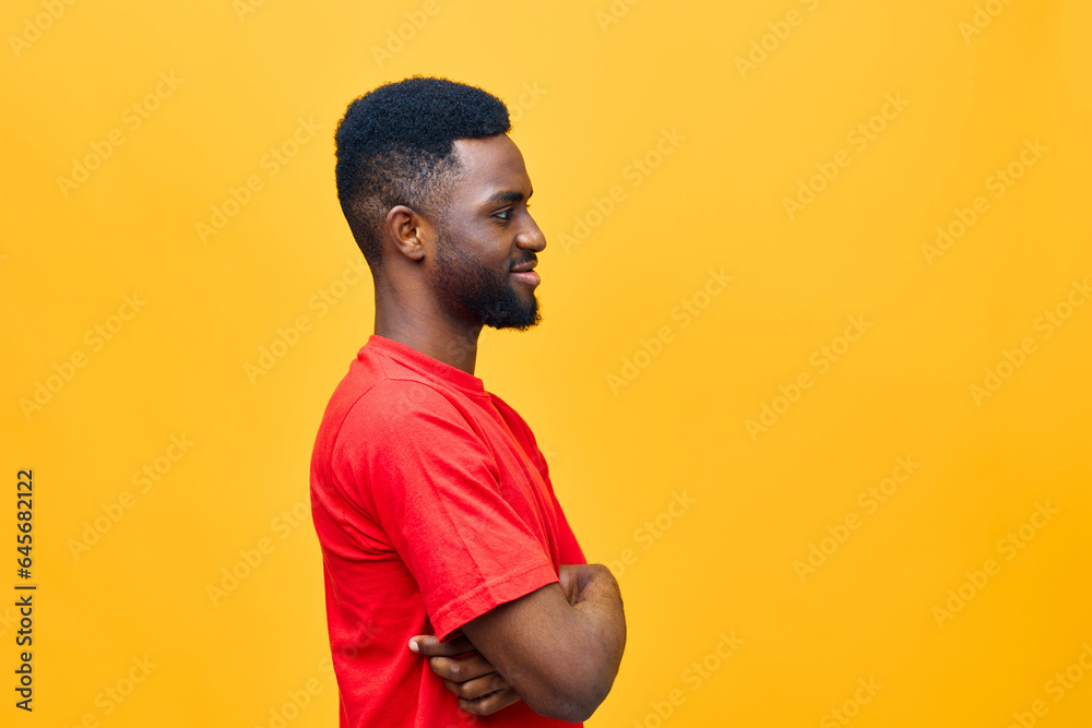 fashion man portrait red lifestyle guy american black background american african trendy orange fashion man portrait red lifestyle guy american black background american african trendy orange