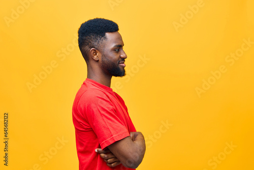 fashion man portrait red lifestyle guy american black background american african trendy orange