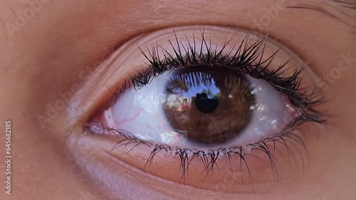 close up shooting crying little girl's eye