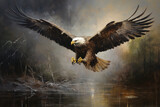 Beautiful painting of an eagle is flying. Bird, Wildlife Animals. Illustration, Generative AI.