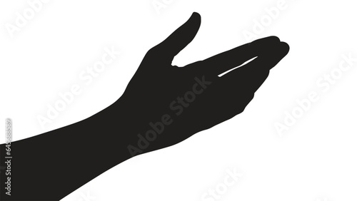 hand silhouettes isolated on white, Hand open and ready to help or receive, hand pointing at something, hands gesturing black, Black hands silhouettes, vector illustration