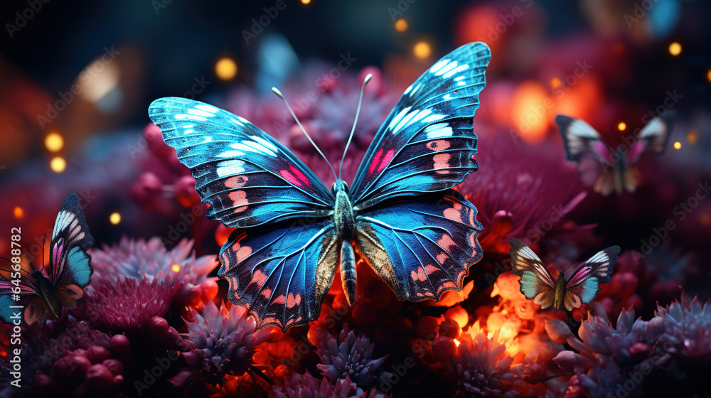 Different Flying Boho Butterflies With the Color Indigo and Crimson Wings Different Flying Boho Butterflies With the Color Indigo and Crimson Wings