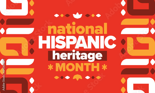 National Hispanic Heritage Month in United States. Celebrate annual in September and October. Latin American and Hispanic ethnicity culture. National fabric vector textures. Traditional festival