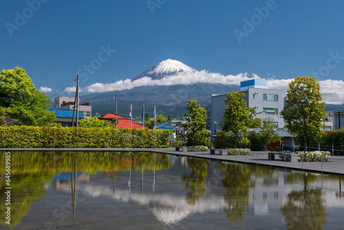 Mount Fujisan with skyline reflection on waterr, Fujnomiya