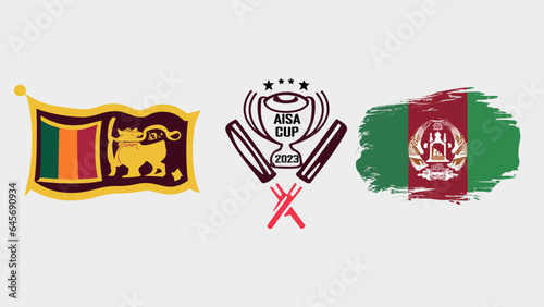 Cricket Asian cup 2023 in sri lanka vs Afghanistan with flag Illustration