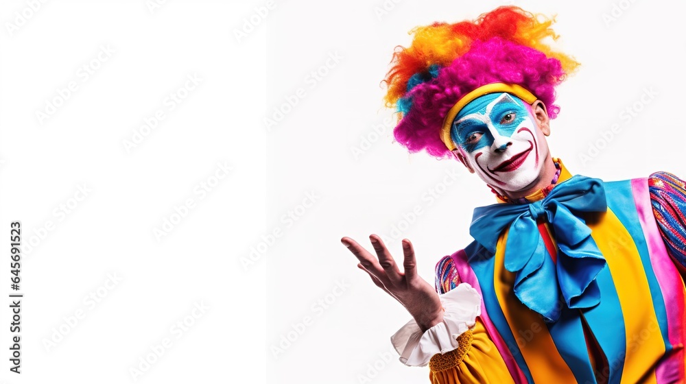 clown with blank sign