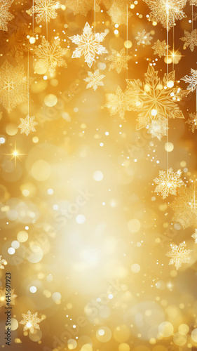 Christmas abstract holiday snowflakes on gold yellow background