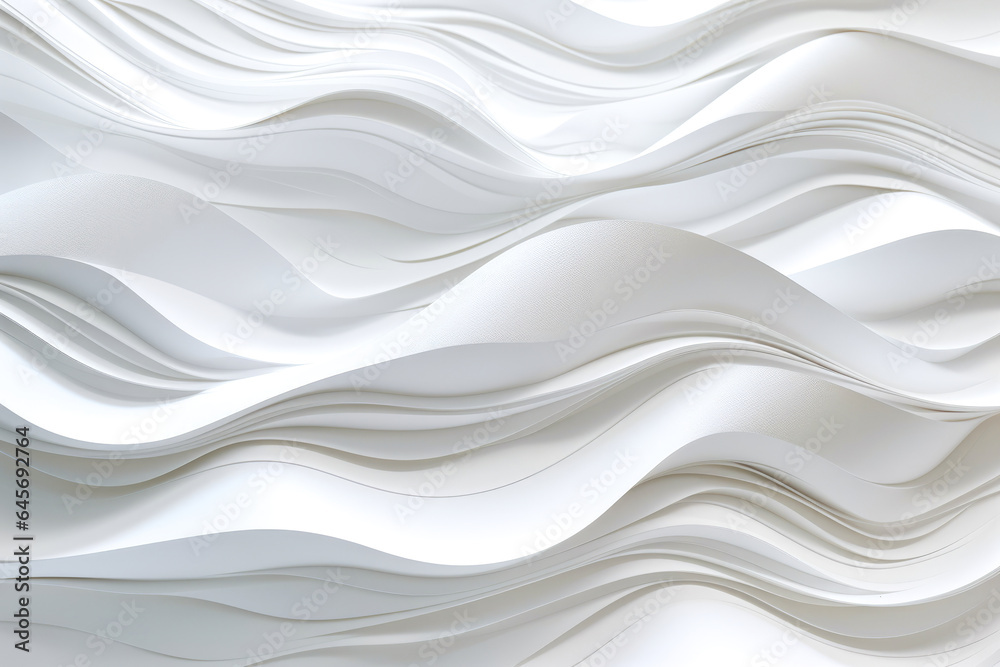 Fototapeta premium A white paper background showcasing elegant swirls and waves, artistically styled to resemble stacked piles.
