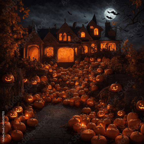 ハロウィン　たくさんのカボチャ