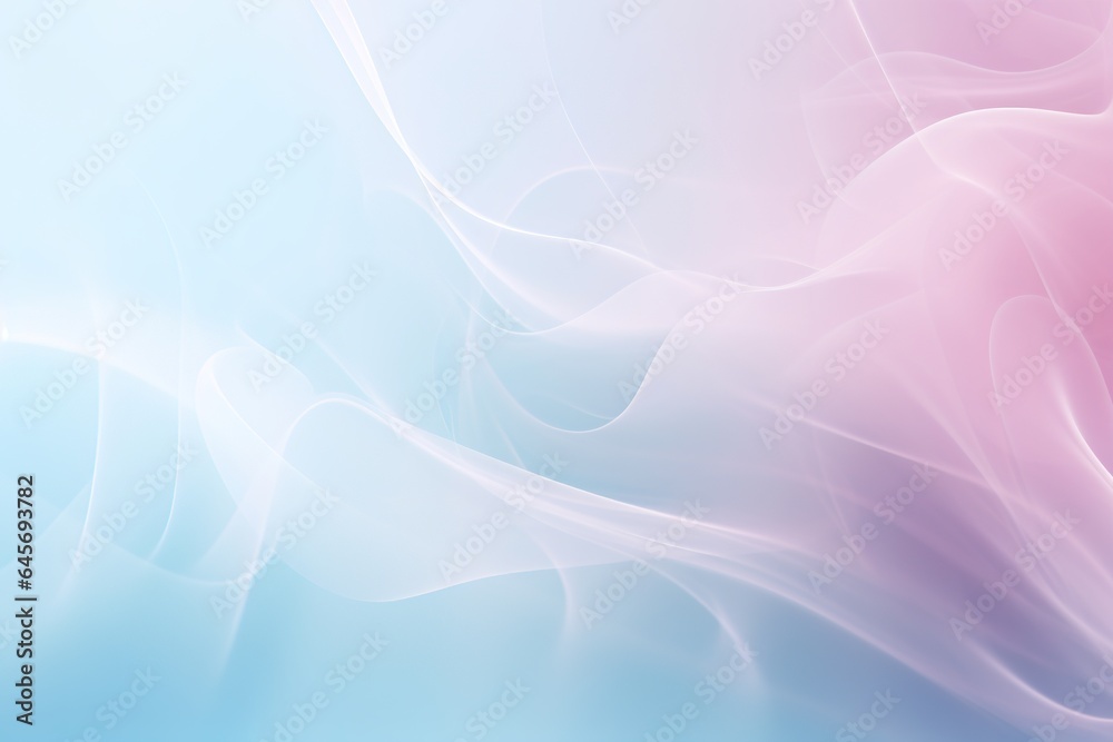 Beautiful light blue and pink background with graceful white smoke trail. - obrazy, fototapety, plakaty 