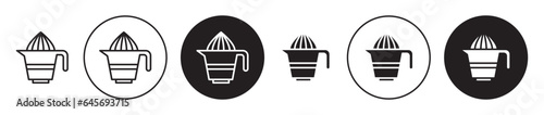 Juicer Squeezer Icon set. lemon squeeze juicer vector symbol in black filled and outlined style. photo