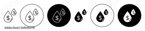 Investment liquidity icon set. financial money liquidity vector symbol in black filled and outlined. photo