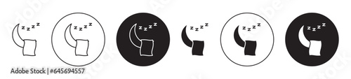 sleep icon set. sleeping moon vector symbol in black filled and outlined style.